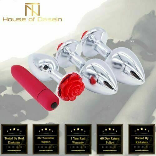 Red Rose Anal Flower Stainless Steel Metal Butt Plug Three Sizes Mini  Set Non Vibrating Butt Plugs