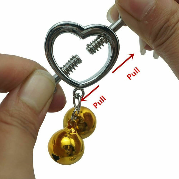 Cupid' Arrow Gold Bell Stainless Steel Nipple Clamps   Restraints Nipple & Clitoral Toys