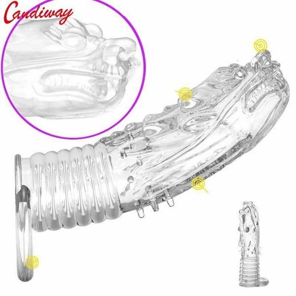 Dragon  Extender Clear Condom  Sleeve Transparent Ring  Extenders & Enlargers
