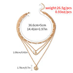 Veile Studios Chunky Gold Necklace Charm For Women Layered Silver Coin Jewelry Necklaces & Pendants