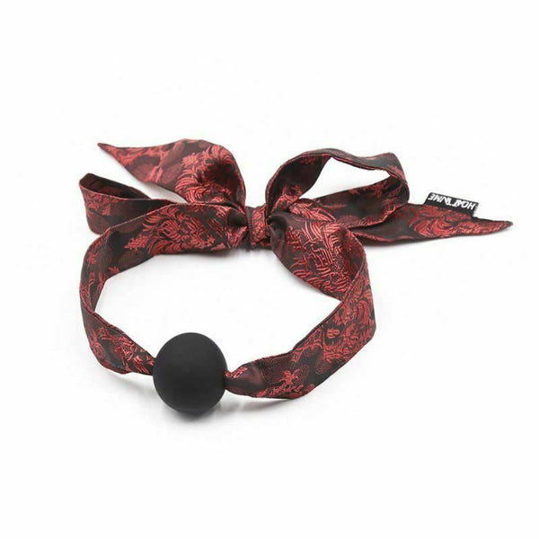 Black Red Ball Gag Chinese Pattern Mouth  Kink  Fetish Restraints Gags