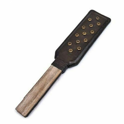 Leather Bronze Studded Spanking Paddle  Impact Play Paddles