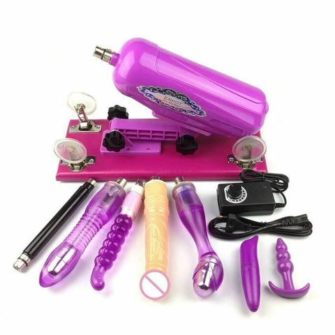 F3 Purple Sex Machine With Dildos Mini Vibrator Anal Plug Thrusting Masturbation