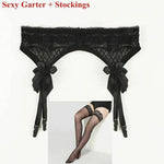 Lace Top Stockings Plus Garter Belt Women Erotic Lingerie Hosiery Bdsm Fetish