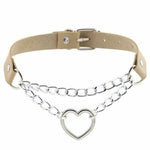 Bdsm Day Collar Heart Pendant Choker Silver Chain Necklace