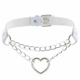 Bdsm Day Collar Heart Pendant Choker Silver Chain Necklace