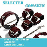 Genuine Leather Bondage Bdsm Luxury Restraints Kit Kitten Mask Leash