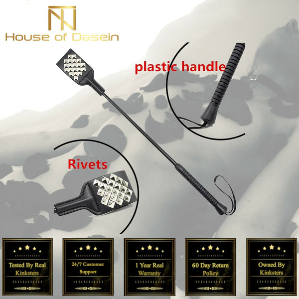 Black Rivets Crop Spanking Sex Whip Impact Play  Kink  Fetish Crops