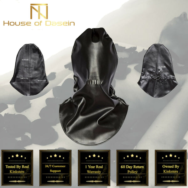 Black Cover Full Hood  Mask Headwear  Kink  Fetish Restraint Hoods