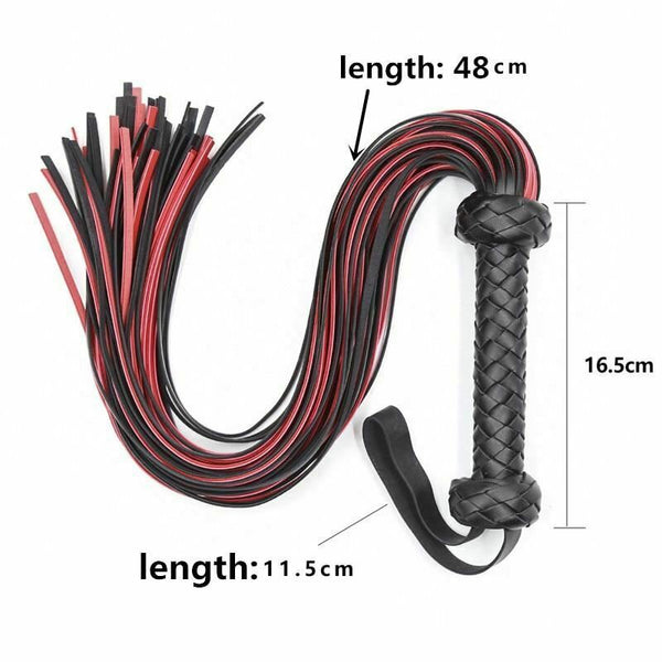 Black Red Flogger Spanking Toy Impact Play  Kink  Fetish Restraints Floggers
