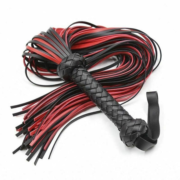 Black Red Flogger Spanking Toy Impact Play  Kink  Fetish Restraints Floggers