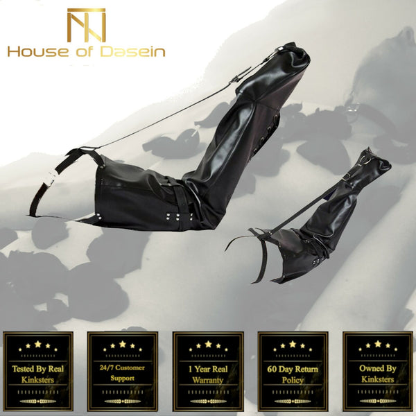 Black Leather Leg Binder Mermaid  Kink  Fetish Restraints Legbinders & Booties