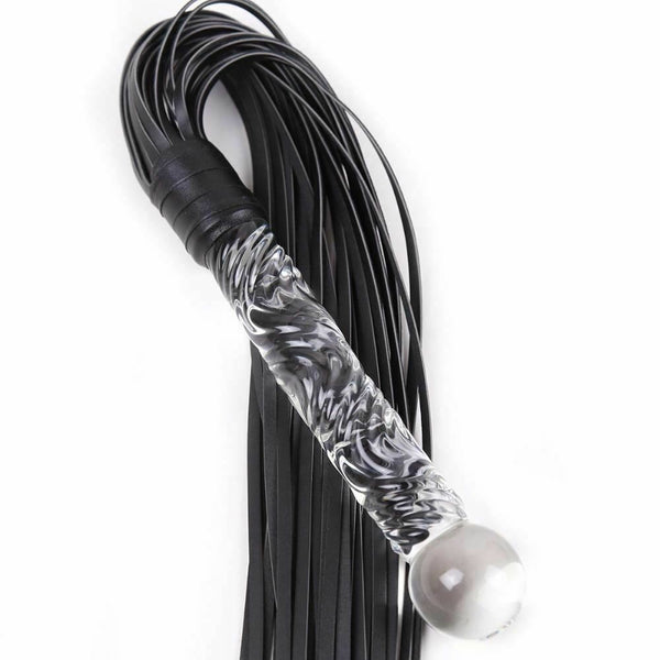 Flogger Glass Dildo Handle Sex Whip Impact Play Spanking Fetish Floggers