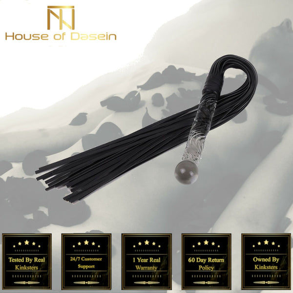 Flogger Glass Dildo Handle Sex Whip Impact Play Spanking Fetish Floggers