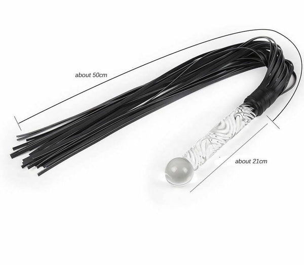Flogger Glass Dildo Handle Sex Whip Impact Play Spanking Fetish Floggers