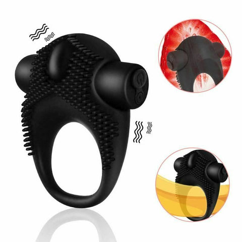 Cock Rings Black Penis Vibrator For Men Vibrating Cock Ring Clitoris Stimulator