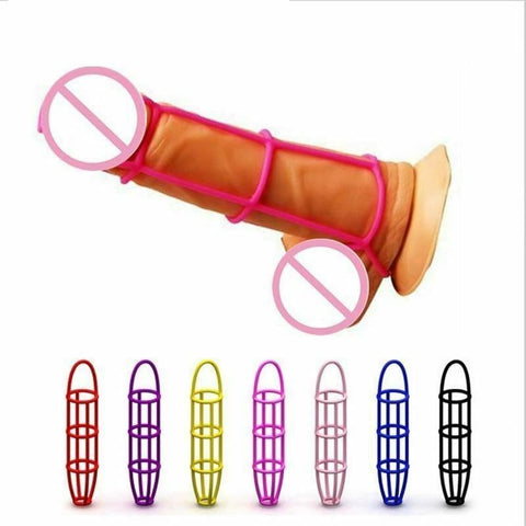 5 Pack Cock Ring Stretchy Silicone Elastic Net Cage Penis Sleeve Colourful Set