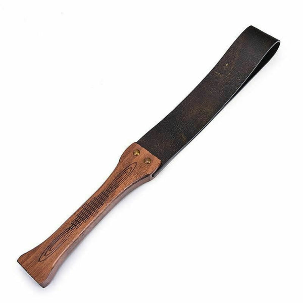 Bronze Leather Spanking Paddle Real Handle Impact Toy Paddles