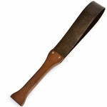 Vintage Bronze Leather Spanking Paddle Real Wooden Handle Impact Toy