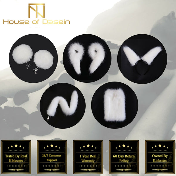 Fox Cosplay Anal Butt Plug Tail Nipple Clamps Ears Set  Pet Play