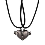 Veile Studios Creative Magnet Love Necklace 2Pcs Heartbroken Shape Men And Women Necklaces & Pendants