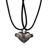 Veile Studios Creative Magnet Love Necklace 2Pcs Heartbroken Shape Men And Women Necklaces & Pendants