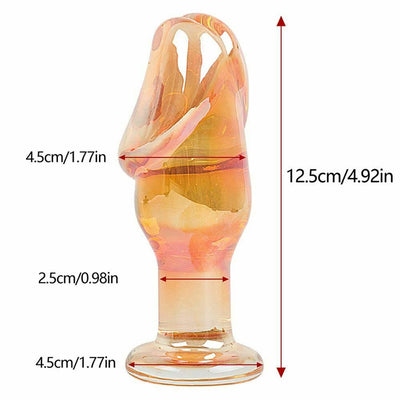 Golden Glass Dildo Anal Butt Plug Sex Toy  Temperature Play Non Vibrating Butt Plugs