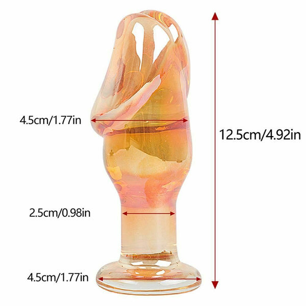 Golden Glass Dildo Anal Butt Plug Sex Toy  Temperature Play Non Vibrating Butt Plugs