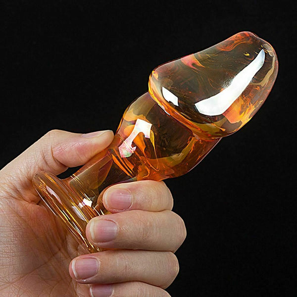 Golden Glass Dildo Anal Butt Plug Sex Toy  Temperature Play Non Vibrating Butt Plugs