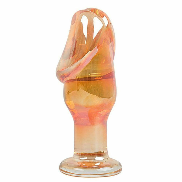 Golden Glass Dildo Anal Butt Plug Sex Toy  Temperature Play Non Vibrating Butt Plugs