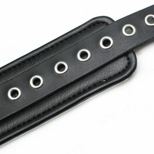 Black Silver Leather Wrist  Handcuffs  Restraints Cuffs & Shackles