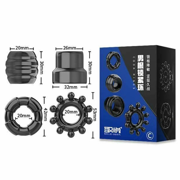 Set 4 Silicone Stretchy Cages Delay Ejaculation  Rings