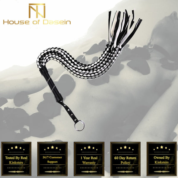 88Cm Black White Woven Flogger  Spanking Play Sex Whip Floggers