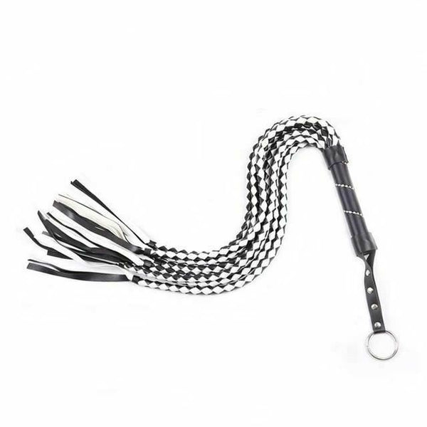 88Cm Black White Woven Flogger  Spanking Play Sex Whip Floggers