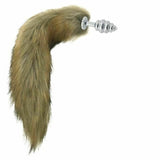 Brown Fox Tail Stainless Steel Anal Butt Plug Pet Play Bdsm