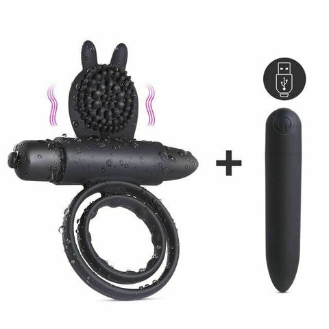 Cock Rings Cock Mini Bullet Vibrator Silicone Vibrating Double Penis Ring