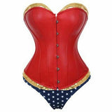Wonder Woman Faux Leather Corset Costume With Blue Pants Cosplay Superhero