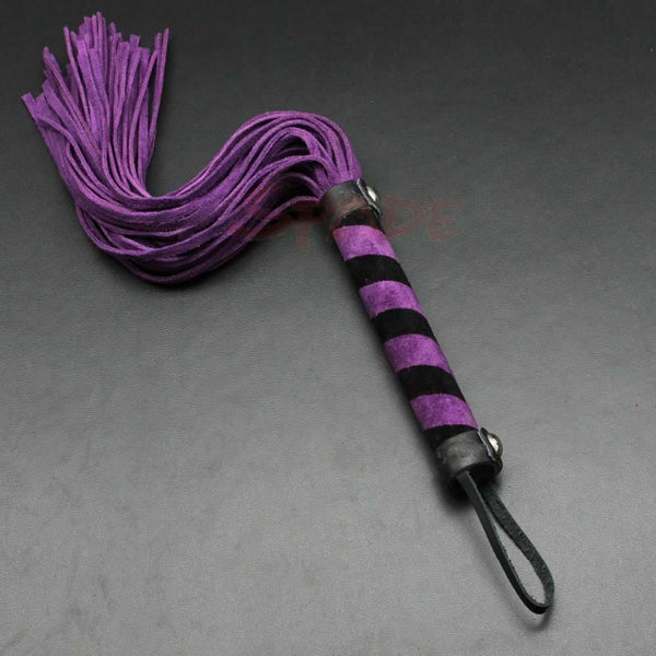 Purple Real Leather Flogger Spanking Sex Whip  Impact Play Fetish Floggers