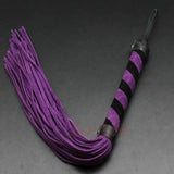 Purple Real Leather Flogger Spanking Sex Whip Bdsm Impact Play Fetish