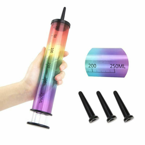 House Of Dasein Rainbow Anal Enema Cleaner 250Ml Large Syringe Butt Play Cleaning Douches