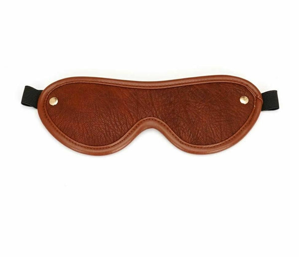 Brown Leather Blindfold   Restraints Sensory Deprivation Fetish Blindfolds