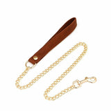 Brown Bondage Leather Collar With Chain Leash Bdsm Sex Slave Toys Fetish