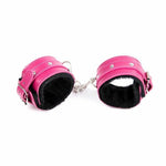 Handcuffs Pink With Black Plush Adjustable Wrist Cuffs Bdsm Restraints Bondage