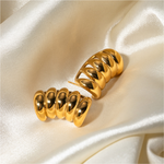 Veile Studios Stainless Steel Striped Hollow Minimalist Design High End Jewellery Earrings