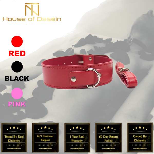 Collar Leash Leather Harness Pink Red Black   Kink Fetish Collars & Leashes