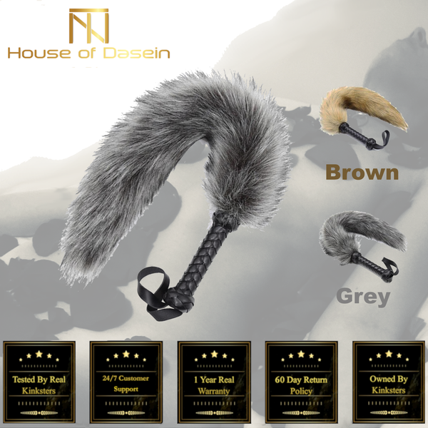 62Cm Fur Spanking Flogger Tail Sex Whip   Fetish Kink Floggers