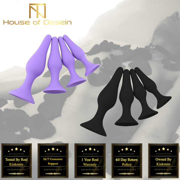 4Pcs / Set Anal Trainer Kit Soft Silicone Black Or Purple Butt Plug Non Vibrating Butt Plugs