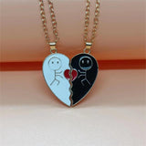 Veile Studios Heart Shaped Multi Part Stickman Couple Necklace Necklaces & Pendants