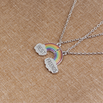 Veile Studios 2Pcs Rainbow Cloud Stitching Best Friends Pendant Necklace For Good Friend's Gift Necklaces & Pendants