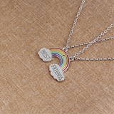 Veile Studios 2Pcs Rainbow Cloud Stitching Best Friends Pendant Necklace For Good Friend's Gift Necklaces & Pendants